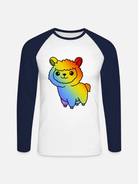 Alpaka Comic Tier - Unisex Baseballshirt langarm - Weiß/Navy