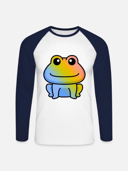 Frog Comic Animal - Unisex Long Sleeve Baseball T-Shirt - white/navy