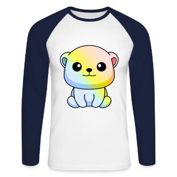 Eisbär Comic Tier - Unisex Baseballshirt langarm - Weiß/Navy - Vorne - Nik (191cm)