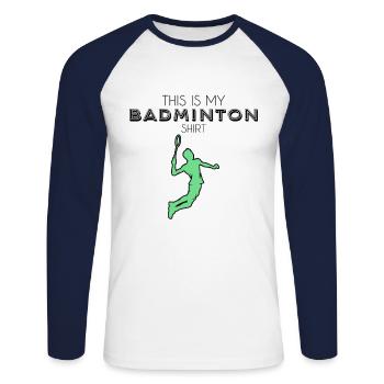 Chemise de badminton - T-shirt baseball manches longues Homme - blanc/marine - Devant - Nik (191cm)