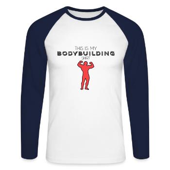 Chemise de musculation - T-shirt baseball manches longues Homme - blanc/marine - Devant - Nik (191cm)