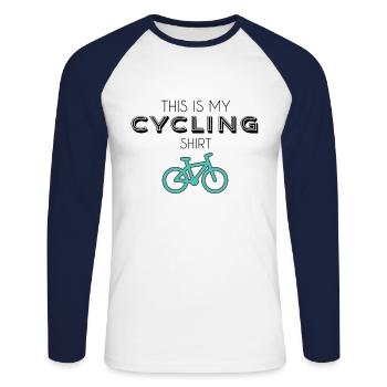 Chemise de cyclisme - T-shirt baseball manches longues Homme - blanc/marine - Devant - Nik (191cm)