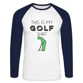 Chemise de golf - T-shirt baseball manches longues Homme - blanc/marine - Devant - Nik (191cm)