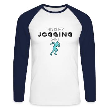 Chemise de jogging - T-shirt baseball manches longues Homme - blanc/marine - Devant - Nik (191cm)