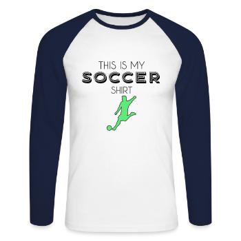 Maillot de football - T-shirt baseball manches longues Homme - blanc/marine - Devant - Nik (191cm)