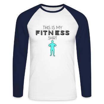 Chemise de fitness - T-shirt baseball manches longues Homme - blanc/marine - Devant - Nik (191cm)