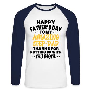 Happy Father's Day Father-in-Law Father's Day - Unisex Long Sleeve Baseball T-Shirt - white/navy - Front - Nik (191cm)