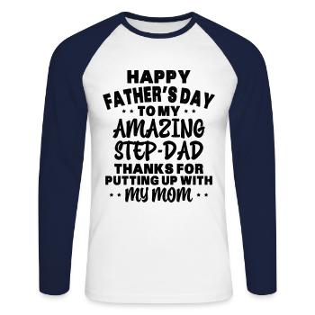 Happy Father's Day Father-in-law Father's Day - Unisex Long Sleeve Baseball T-Shirt - white/navy - Front - Nik (191cm)