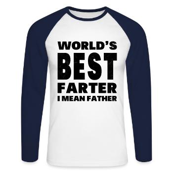 The best farter in the world humor best dad - Unisex Long Sleeve Baseball T-Shirt - white/navy - Front - Nik (191cm)
