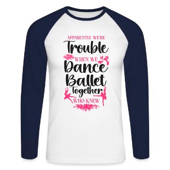 Ballet Danseuse Danse Ballerine - T-shirt baseball manches longues Homme - blanc/marine - Devant - Nik (191cm)