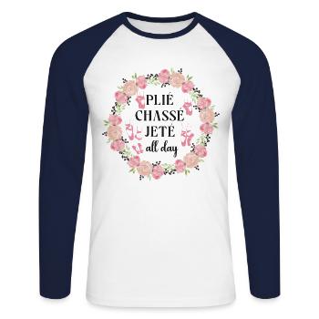 Ballet Dancer Dance Girl Ballerina - Unisex Baseballshirt langarm - Weiß/Navy - Vorne - Nik (191cm)