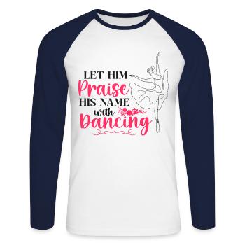 Ballet Danseuse Danse Ballerine - T-shirt baseball manches longues Homme - blanc/marine - Devant - Nik (191cm)