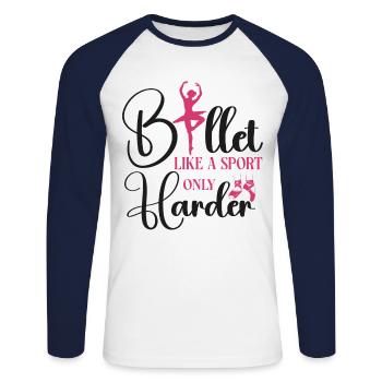 Ballet Danseuse Danse Ballerine - T-shirt baseball manches longues Homme - blanc/marine - Devant - Nik (191cm)