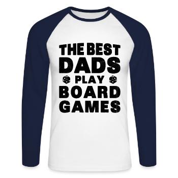 Meilleurs Pères Jouent Jeux de Plateau Cadeau - T-shirt baseball manches longues Homme - blanc/marine - Devant - Nik (191cm)