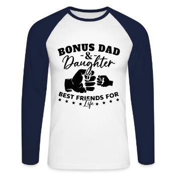 Bonus Papa et Fille Meilleurs Amis Pour La Vie - T-shirt baseball manches longues Homme - blanc/marine - Devant - Nik (191cm)