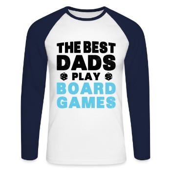 Meilleurs Pères Jouent Jeux de Plateau Cadeau - T-shirt baseball manches longues Homme - blanc/marine - Devant - Nik (191cm)