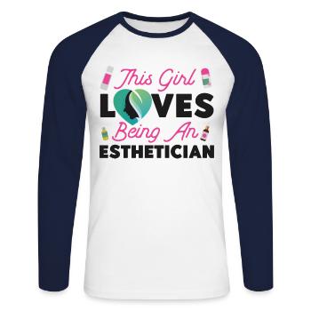 Cute Licensed Esthetician Skincare - Unisex Baseballshirt langarm - Weiß/Navy - Vorne - Nik (191cm)