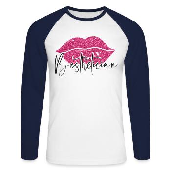 Cute Licensed Esthetician Skincare - Unisex Baseballshirt langarm - Weiß/Navy - Vorne - Nik (191cm)