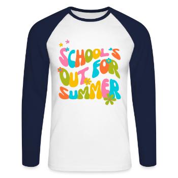 Lustige Lehrerferienschule ist für den Sommer aus - Unisex Baseballshirt langarm - Weiß/Navy - Vorne - Nik (191cm)