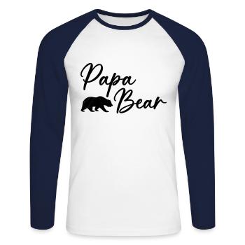 Papa Ours Humour Cadeau Fête des Pères - T-shirt baseball manches longues Homme - blanc/marine - Devant - Nik (191cm)