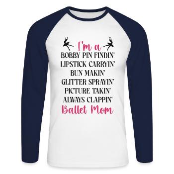 Ballet Dancer Dance Girl Ballerina - Unisex Baseballshirt langarm - Weiß/Navy - Vorne - Nik (191cm)