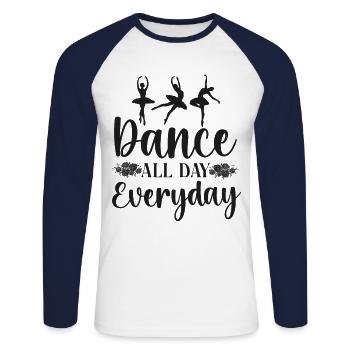 Ballet Dancer Dance Girl Ballerina - Unisex Long Sleeve Baseball T-Shirt - white/navy - Front - Nik (191cm)