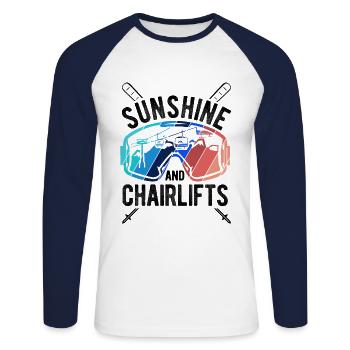 Skiurlaub Spruch Für Ski Skifahrer - Unisex Baseballshirt langarm - Weiß/Navy - Vorne - Nik (191cm)