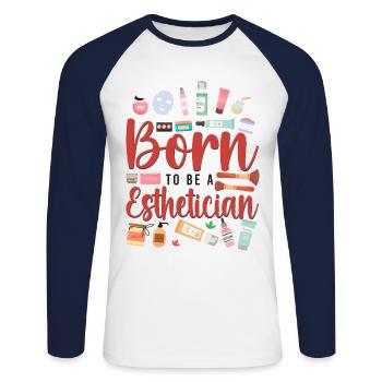 Cute Licensed Esthetician Skincare - Unisex Baseballshirt langarm - Weiß/Navy - Vorne - Nik (191cm)