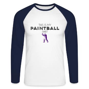 Chemise de paintball - T-shirt baseball manches longues Homme - blanc/marine - Devant - Nik (191cm)