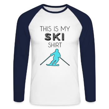 Chemise de ski - T-shirt baseball manches longues Homme - blanc/marine - Devant - Nik (191cm)