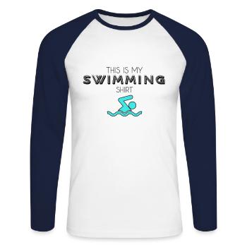 Chemise de bain - T-shirt baseball manches longues Homme - blanc/marine - Devant - Nik (191cm)