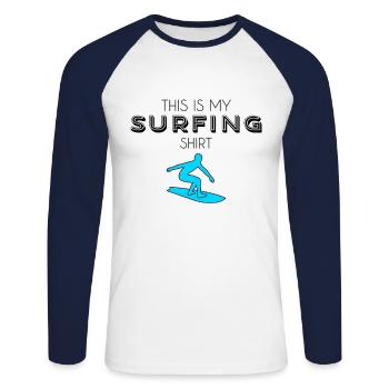 Chemise de surf - T-shirt baseball manches longues Homme - blanc/marine - Devant - Nik (191cm)