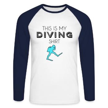 chemise de plongée - T-shirt baseball manches longues Homme - blanc/marine - Devant - Nik (191cm)
