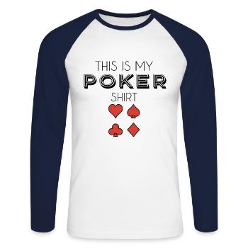 Chemise de poker - T-shirt baseball manches longues Homme - blanc/marine - Devant - Nik (191cm)