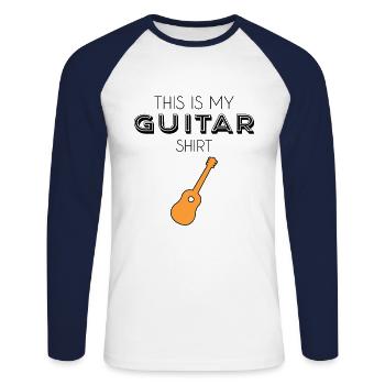 Chemise guitare - T-shirt baseball manches longues Homme - blanc/marine - Devant - Nik (191cm)