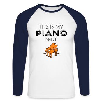 Chemise piano - T-shirt baseball manches longues Homme - blanc/marine - Devant - Nik (191cm)