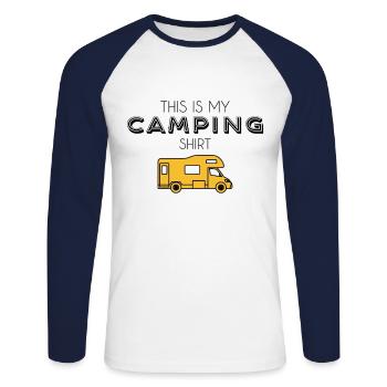 Chemise de camping - T-shirt baseball manches longues Homme - blanc/marine - Devant - Nik (191cm)