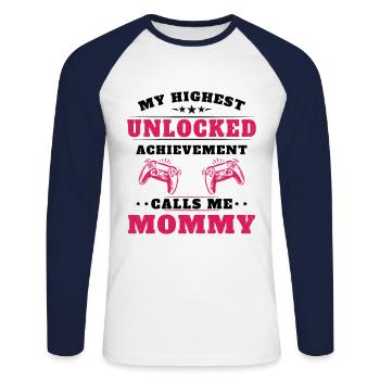 Mon plus haut accomplissement m'appelle mamie - T-shirt baseball manches longues Homme - blanc/marine - Devant - Nik (191cm)
