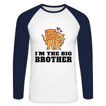 Ich bin der große Bruder - der zukünftige große Bruder - Unisex Baseballshirt langarm - Weiß/Navy - Vorne - Nik (191cm)