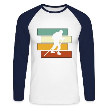 Bergsteigen Retro - Unisex Baseballshirt langarm - Weiß/Navy - Vorne - Nik (191cm)