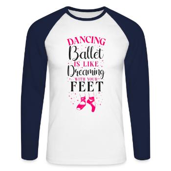 Ballet Dancer Dance Girl Ballerina - Unisex Baseballshirt langarm - Weiß/Navy - Vorne - Nik (191cm)