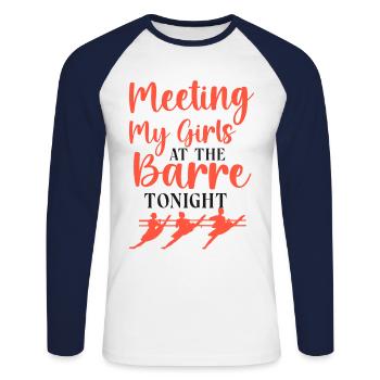 Ballet Danseuse Danse Ballerine - T-shirt baseball manches longues Homme - blanc/marine - Devant - Nik (191cm)