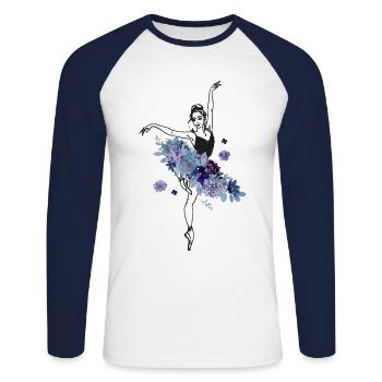 Ballet Danseuse Danse Ballerine - T-shirt baseball manches longues Homme - blanc/marine - Devant - Nik (191cm)