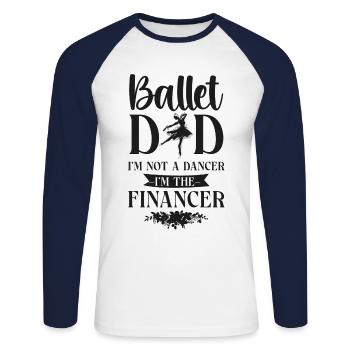 Ballet Danseuse Danse Ballerine - T-shirt baseball manches longues Homme - blanc/marine - Devant - Nik (191cm)