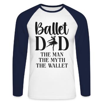 Ballet Danseuse Danse Ballerine - T-shirt baseball manches longues Homme - blanc/marine - Devant - Nik (191cm)