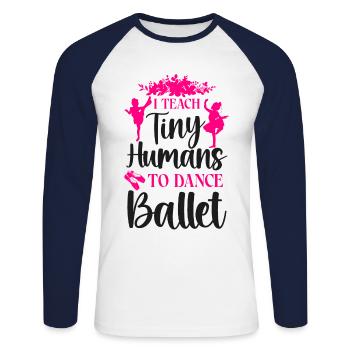 Ballet Dancer Dance Girl Ballerina - Unisex Baseballshirt langarm - Weiß/Navy - Vorne - Nik (191cm)