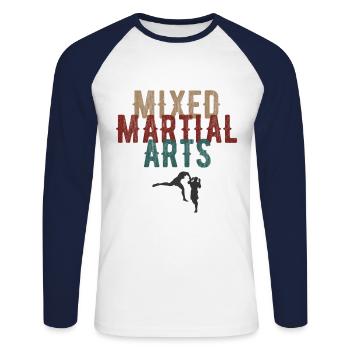 Mixed Martial Arts MMA - Unisex Baseballshirt langarm - Weiß/Navy - Vorne - Nik (191cm)