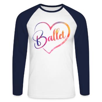 Ballet Danseuse Danse Ballerine - T-shirt baseball manches longues Homme - blanc/marine - Devant - Nik (191cm)