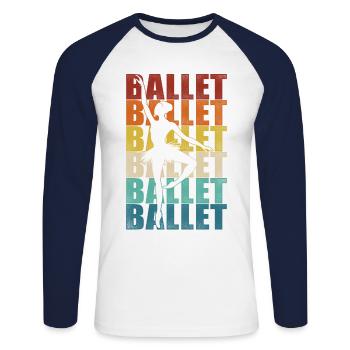 Ballet Danseuse Danse Ballerine - T-shirt baseball manches longues Homme - blanc/marine - Devant - Nik (191cm)