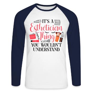 Cute Licensed Esthetician Skincare - Unisex Baseballshirt langarm - Weiß/Navy - Vorne - Nik (191cm)